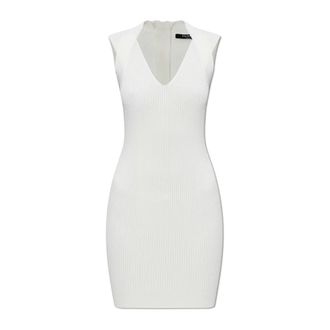 Balmain Knitted Dresses, female, Beige, Size: L Ribbed Dress