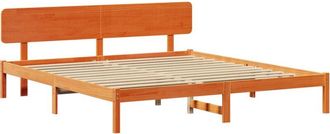 vidaXL Bed Frame with Headboard Wax Brown 180 x 200 cm Solid Pine Wood vidaXL