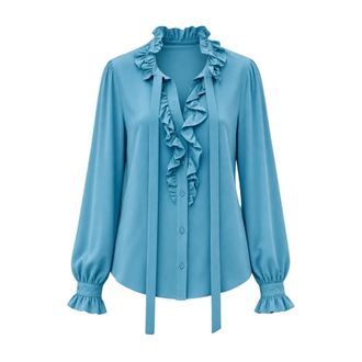 Ulla Johnson Catroux zijden blouse met lange mouwen - Dames - Blouses & Shirts - Blauw - Maat: M Zijde