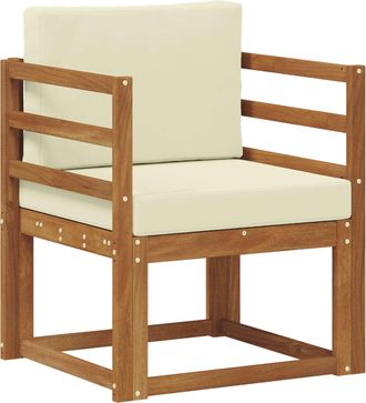 vidaXL Sof&aacute; De Exterior Madera De Acacia S&oacute;lida Y Poli&eacute;ster Natural Vidaxl