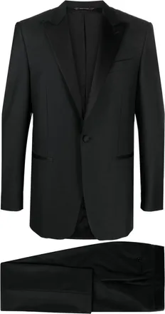 Canali single-breasted wool suit - men - Wool/Cupro - 54R - Black
