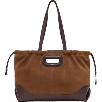 Maje Leather and suede Milpli tote bag in Camel/brown at Nordstrom, Size Medium