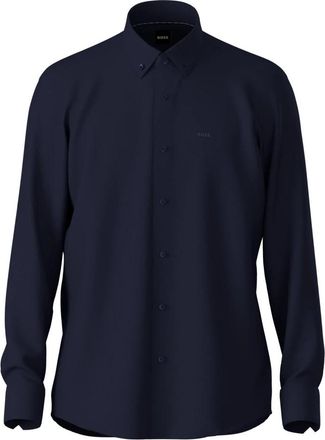 HUGO BOSS Regular-fit Shirt - Heren - Casual Overhemden - Blauw - M - Katoen - Overhemden