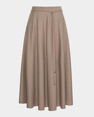 Max Mara Cashmere Belted Midi Skirt