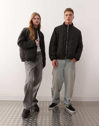 Champion Giacca imbottita unisex nera con zip-Nero