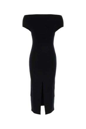 Alberta Ferretti Off-Shoulder Viscose Nylon Dress - Black