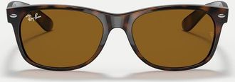 Ray-Ban New Wayfarer classici occhiali da sole squadrati con lenti marroni in havana chiaro-Marrone