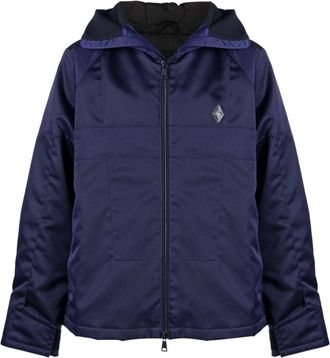 A-Cold-Wall* Overdye logo-plaque panelled hooded jacket - men - Cotton/Polyamide/Polyester/Polyamide - S - Blue