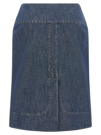 Fendi Double-Zip Denim Skirt - Navy