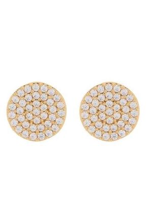 Nadri CZ Pav&eacute; Disc Stud Earrings in Clear/Gold at Nordstrom Rack