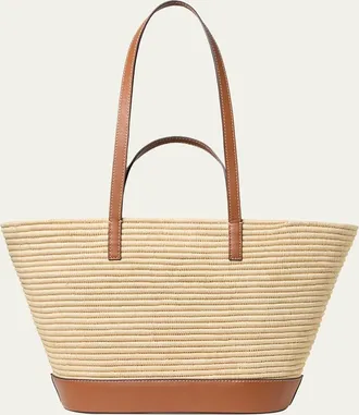 Loeffler Randall Granger Leather-Trim Raffia Tote Bag