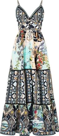 Camilla Tiered Bodice Dress - Dames - Maxi kleedjes - Veelkleurig - L - Katoen - Kleedjes
