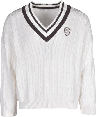 Brunello Cucinelli Maglioncino Corto a V - - Knitwear - Donna - Bianco - M