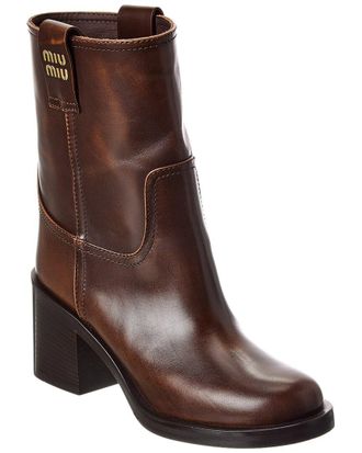 Miu Miu Block Leather Bootie