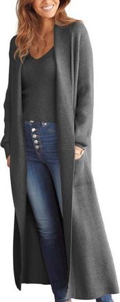 Lascana Womens Long Knit Cardigan in Charcoal Grey at Nordstrom, Size 6