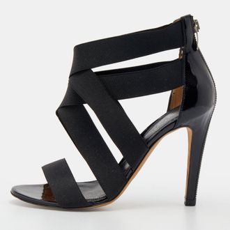 Sergio Rossi Black Patent Leather And Elastic Strappy Sandals
