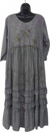 Paperlace London Womens Full Length Dress With Embroidery In Grey
