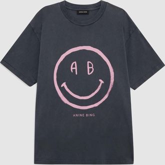 Anine Bing Tee Shirt Smiley Cade Washed Grey