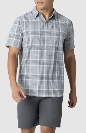 Outdoor Research Astroman Short Sleeve Sun Shirt in Light Pewter Plaid at Nordstrom, Size Xx-Large