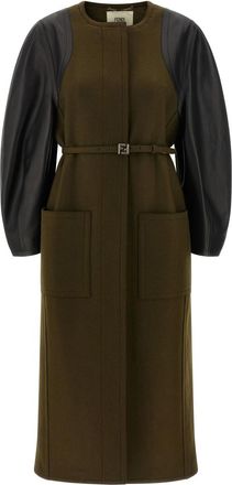 Fendi Olive Green Wool Coat