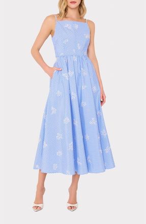 Milly Emily Beaded A-Line Dress in Blue/White at Nordstrom, Size 12