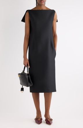 Balenciaga Wool & Silk Vareuse Midi Dress in 1000 Black at Nordstrom, Size 40