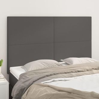vidaXL Cabeceros 4 Unidades Cuero Sint&eacute;tico Gris 72x5x78/88 Cm Vidaxl