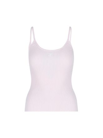 Courr&egrave;ges Top, Pink, Thin Shoulder Straps, Round Neckline