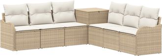 vidaXL Juego De Sof&aacute; 7 Uds. Beige Y Blanco Crema Vidaxl