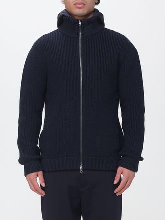 Herno Virgin Wool Cardigan with Nylon Bib and Removable Hood