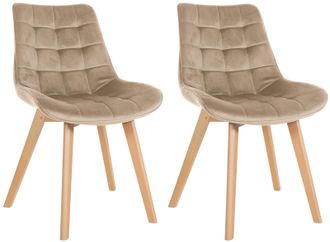 Clp Clp - Set De 2 Sillas De Comedor Brook En Terciopelo Marr&oacute;n