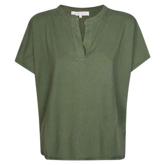 Absolut Cashmere Tiffany Polo Aperta Lino - Dames - T-shirts - Groen - S - Linnen - Tops