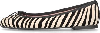 Pretty Ballerinas Round Toe Zebra Ballet Flat in White at Nordstrom, Size 38.5