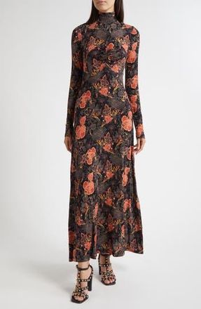 Ulla Johnson Koa Allover Print Long Sleeve Jersey Dress in Night Lily at Nordstrom Rack, Size Petite