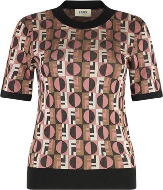 Fendi Gebreide Viscose T-shirt - Dames - T-shirts - Veelkleurig - XS - Tops