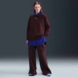 Nike Womens Nike Sportswear Phoenix Fleece High-Waisted Wide-Leg Pants in Red | IH1011-652