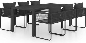 vidaXL Set De Comedor De Jard&iacute;n De 7 Piezas Pvc Rat&aacute;n Negro Vidaxl