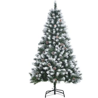HOMCOM Rbol De Navidad Artificial 150 Cm Con Nieve Con 676 Ramas 41 Pi&ntilde;as Hojas De Pl&aacute;stico Base De Soporte Met&aacute;lica Y Plegable Para Interiores Verde - Homco