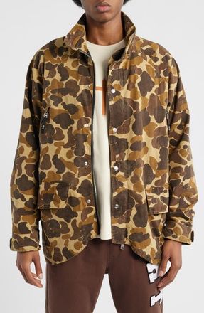 Rta Lorenzo Oversize Military Camo Jacket in Military Brown Camo at Nordstrom, Size Xxx-Large