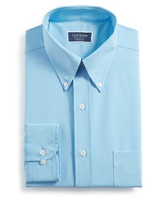 Club Room Traveler Dress Shirt Mens Placid Blue Button-Down FTS339