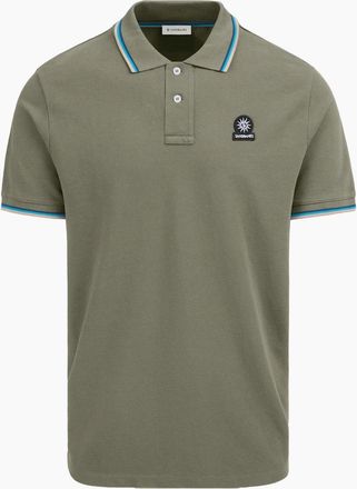 Sandbanks Mens SANDBANKS BADGE LOGO TIPPED POLO ARMY GREEN - Size: 40