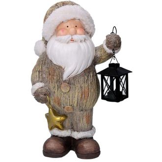 Vacchetti Pap&aacute; Noel Resina Con Farol Gris 25,5x17h44cm
