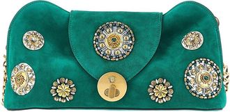 Versace Embroidered suede leather Vivian clutch Woman One Size