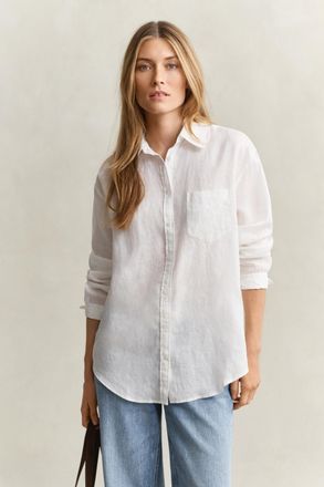 GANT Women Relaxed Fit Linen Shirt (46) WHITE