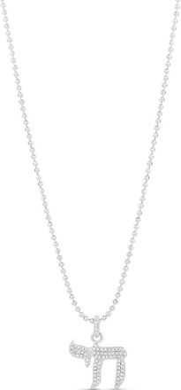 SHYMI Pav&eacute; Cubic Zirconia Chai Pendant Necklace in Silver at Nordstrom, Size 16