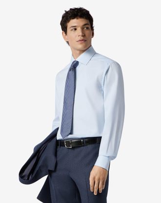 Corneliani Light Blue cotton twill shirt