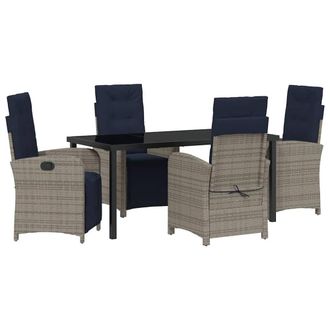 Berkfield Home 5 Piece Garden Dining Set Grey Poly Rattan