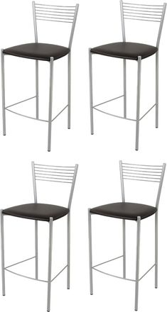 Tommychairs Tommychairs 4 Taburetes Elegance En Acero Aluminio Asiento Polipiel Moka
