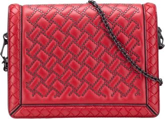 Bottega Veneta Pre-owned Cross Body Bags, female, Red, Size: ONE SIZE Pre-owned Studded Flap Shoulder Bag