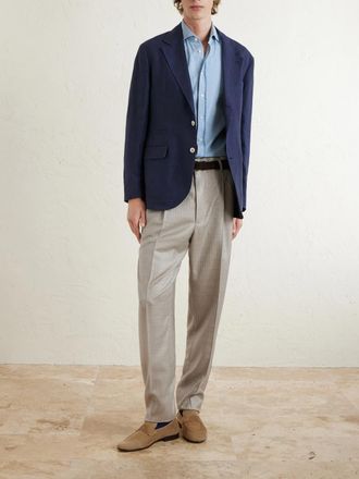 Brunello Cucinelli Tapered Pleated Cashmere and Silk-Blend Suit Trousers